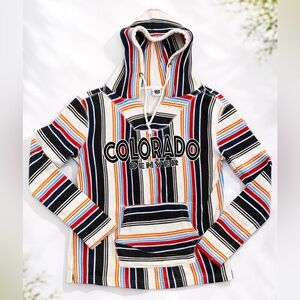 Colorado Denver Baja Hoodie Lone Rock Striped Pullover Medium